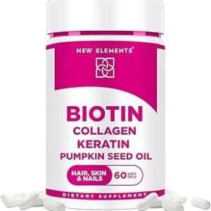 Biotin Supplement 10000mcg with Collagen Peptides Keratin and Pumpkin Seed Oil for Hair Skin and Nails | Hair Growth Supplement for Women & Men | Biotin and Collagen Supplements for Hair Loss