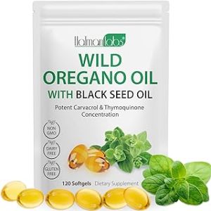 Oil of Oregano Softgels, 120 Count Oregano Oil Capsules, 165mg Carvacrol, 2 in 1 6000mg Oil of Oregano with Black Seed Oil 200mg, Oregano Oil Supplement Capsules