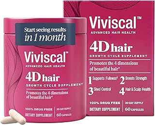 Viviscal 4D Hair Growth Cycle Supplements for Women for Full, Strong, and Healthy Hair; Made with Keratin, Vitamin A, Biotin, Zinc, 30 Day Supply, 60 Count